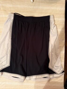 Nike Black and Light Gray Performance Basketball Shorts